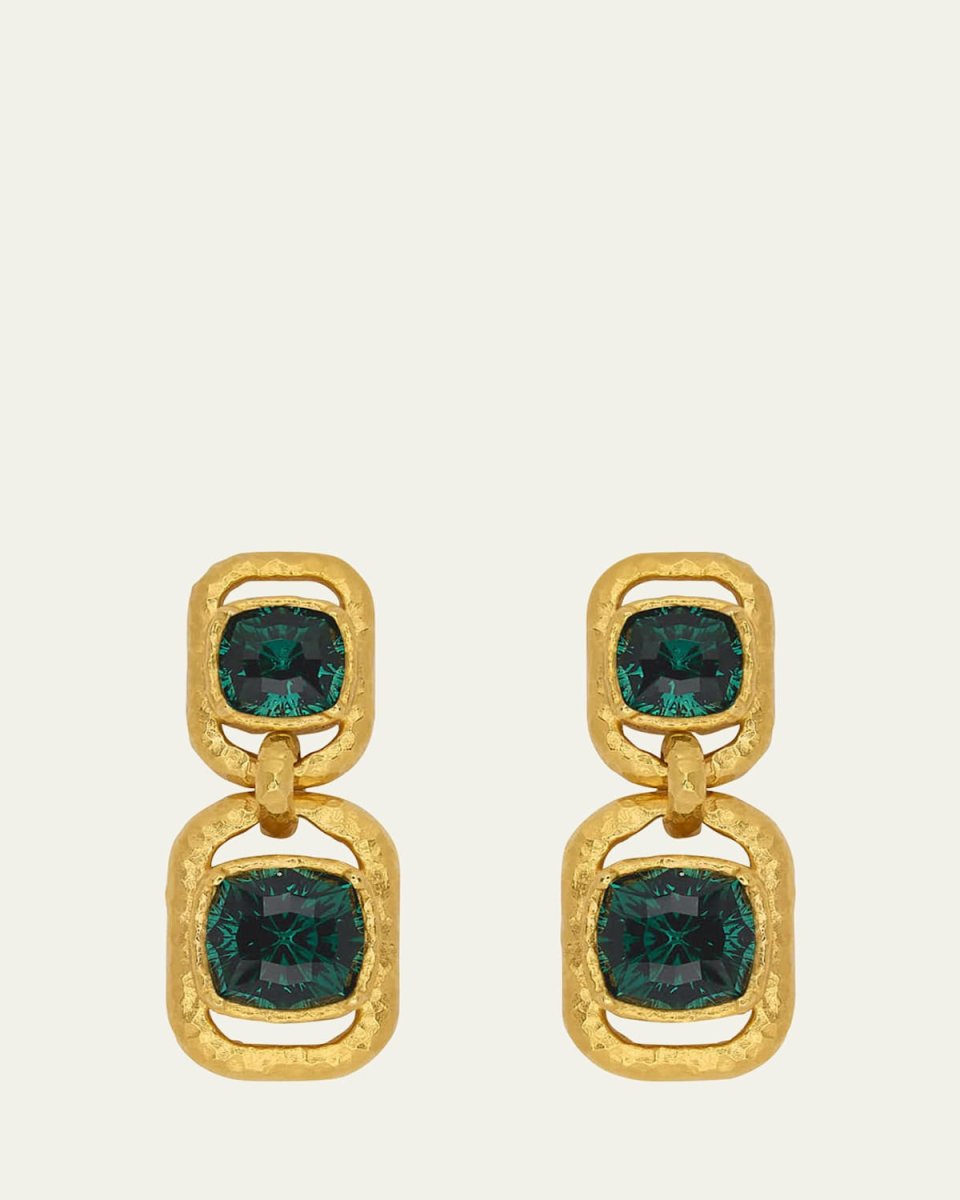 Rectangle Crystal Double Drop Earrings